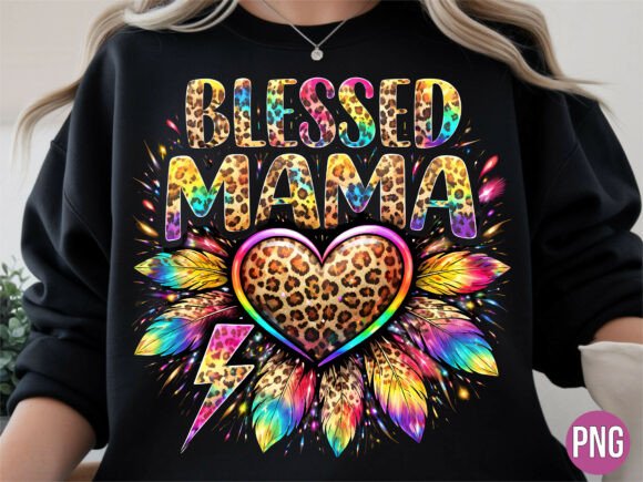 Download Blessed Mama Leopard Rainbow T-shirt Png - Leopard Collection