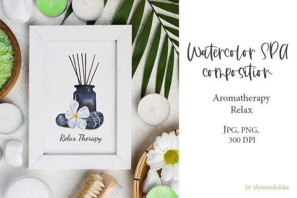Download Watercolor SPA Composition. Aromatherapy - Aroma Collection