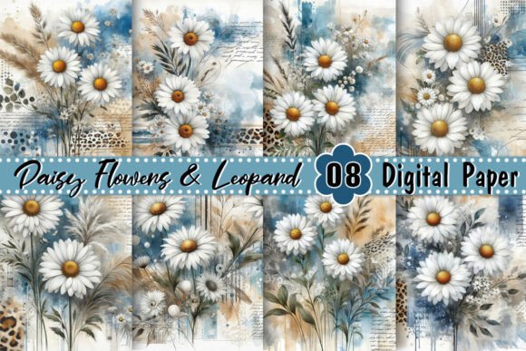 Download Daisy Flowers &amp; Leopard Background - Leopard Collection
