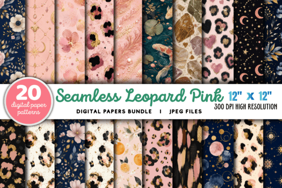 Download Leopard Pink Gold Glitter Pattern Bundle - Leopard Collection